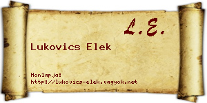 Lukovics Elek névjegykártya